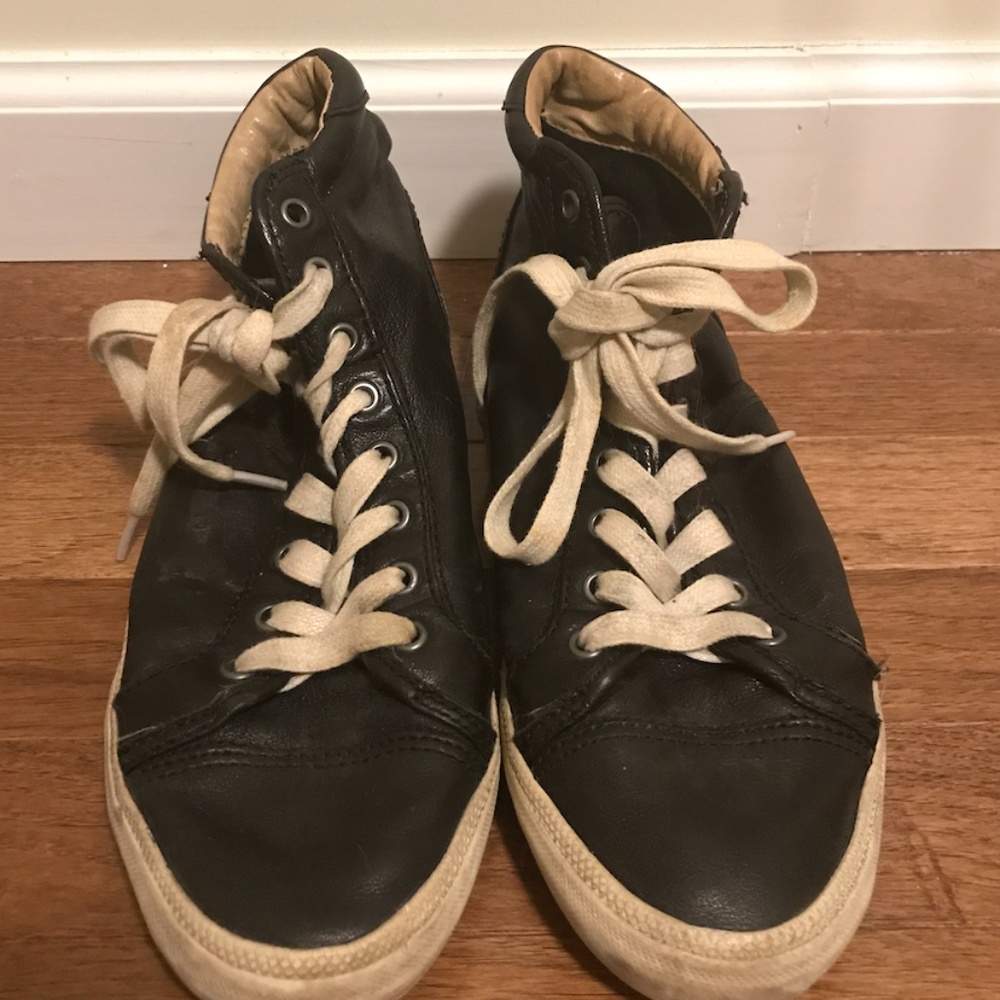 Frye Black Leather High Top Sneakers